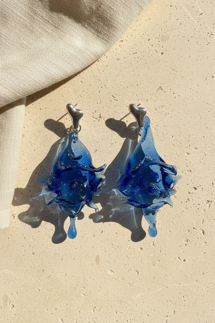 Sofia glass earrings in indigo