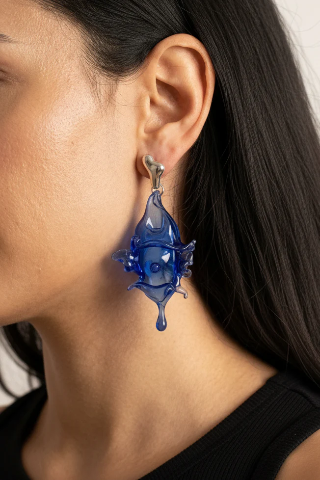 Sofia glass earrings in indigo - Image 2