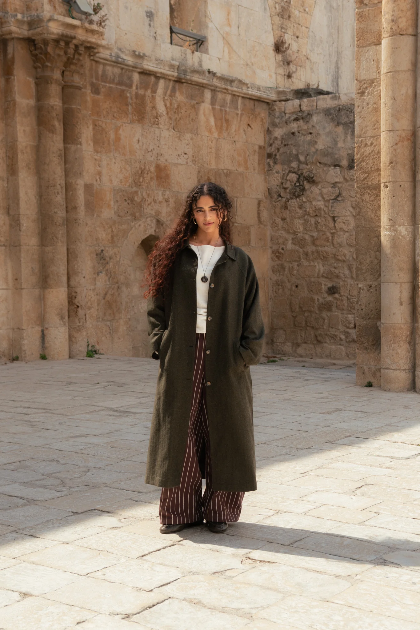 Jude yak wool top coat (olive) - Image 3