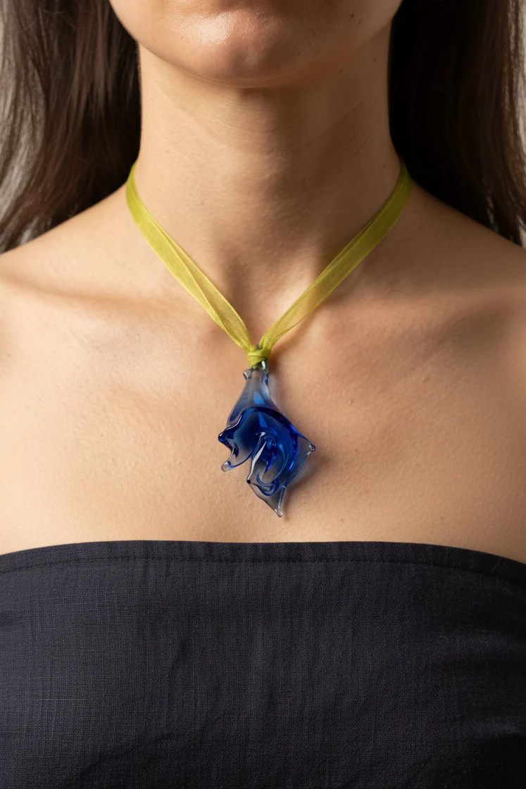 Laila glass necklace in indigo