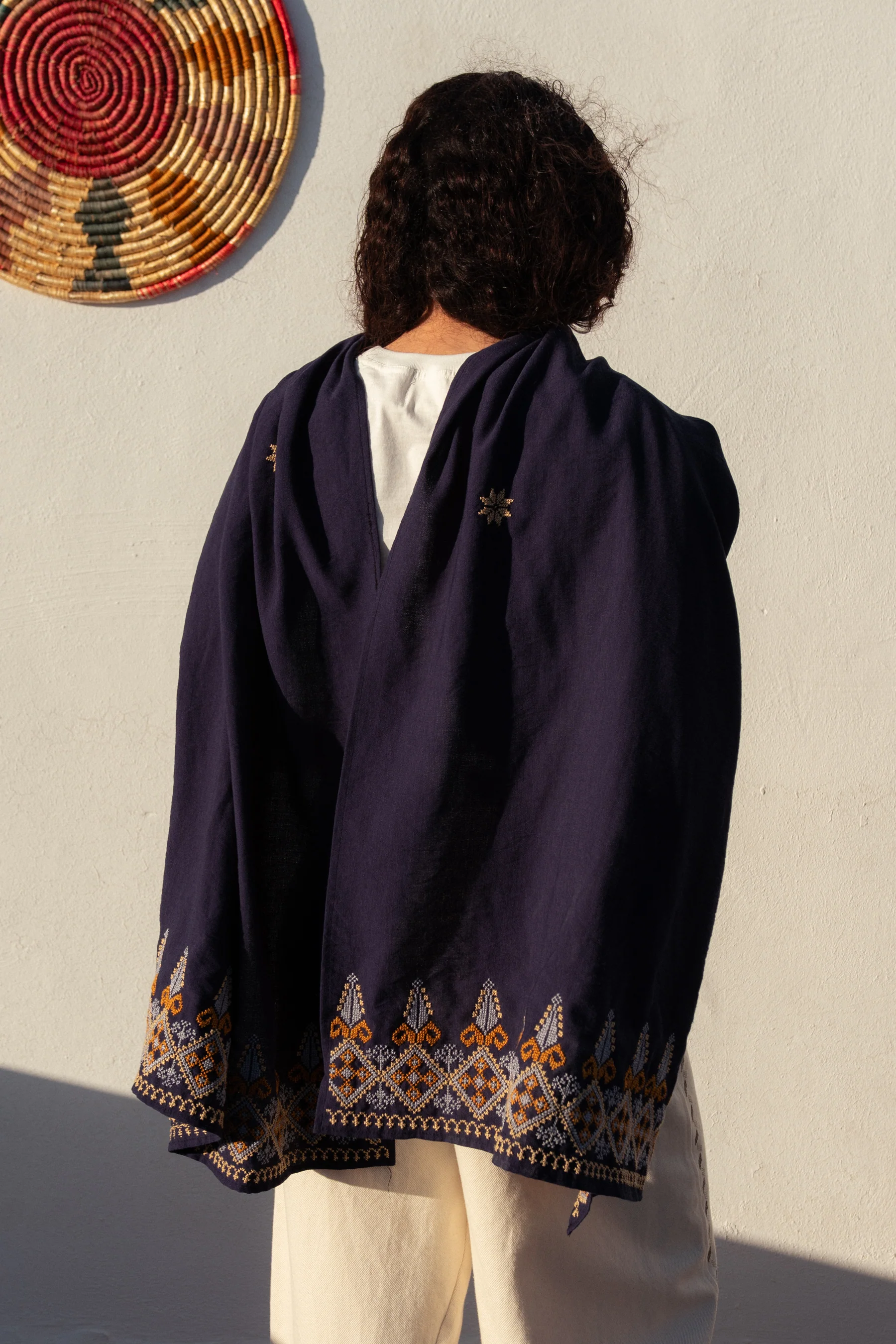 linen scarf (navy)