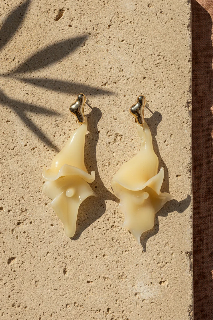 Sofia glass earrings in butter - Image 2