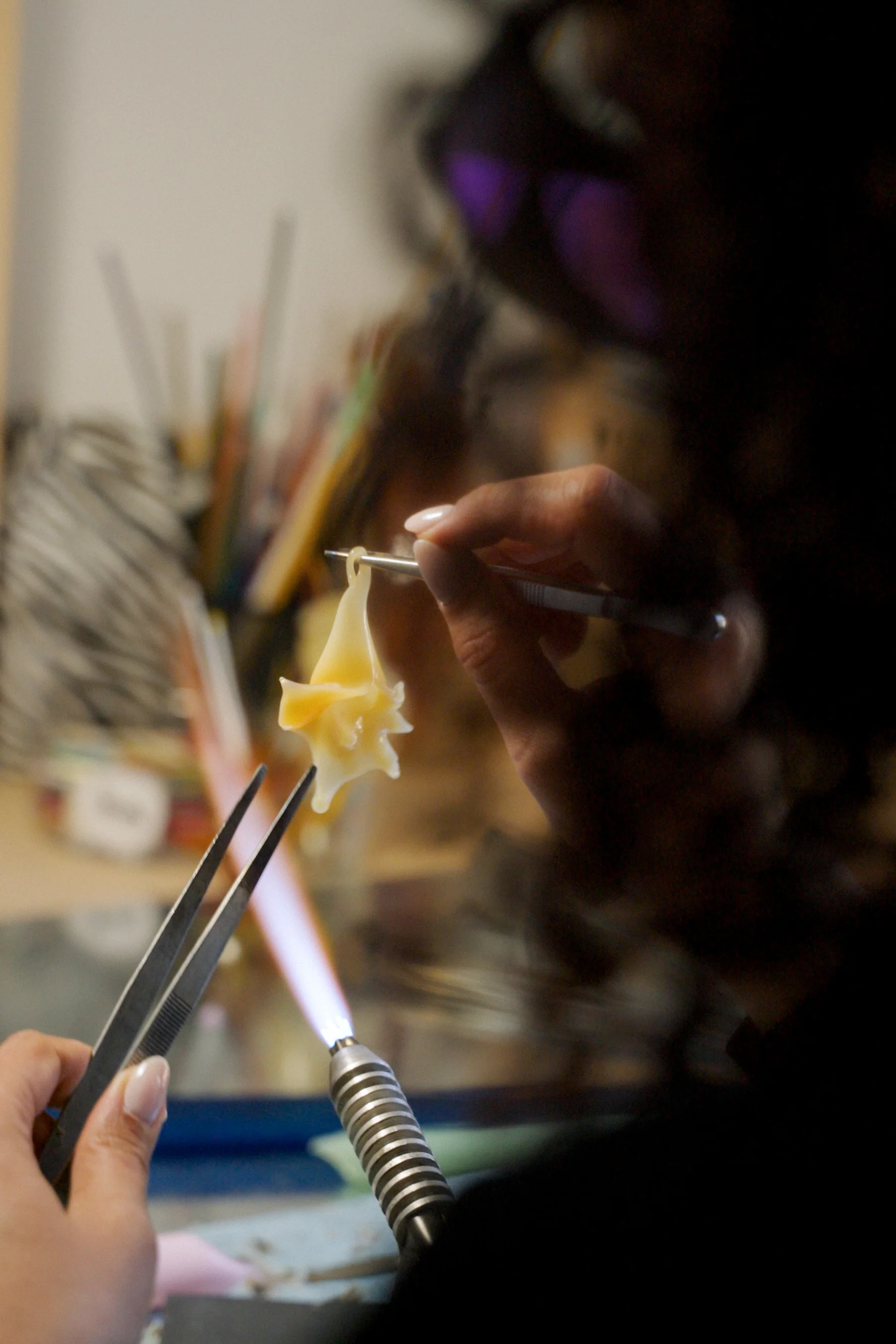 Sofia glass earrings in butter - Image 4