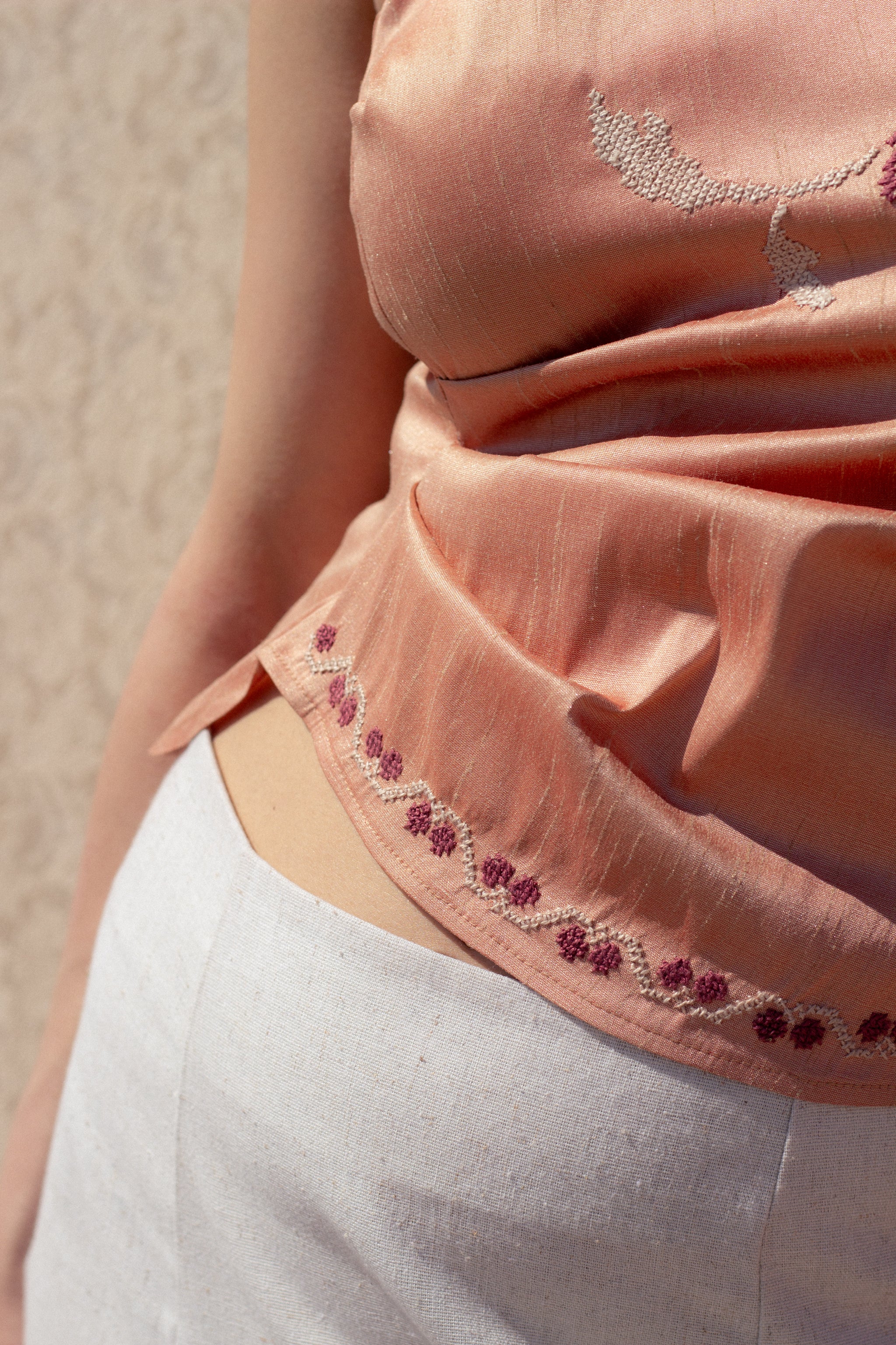Talia silk top (watermelon silk) - Image 4