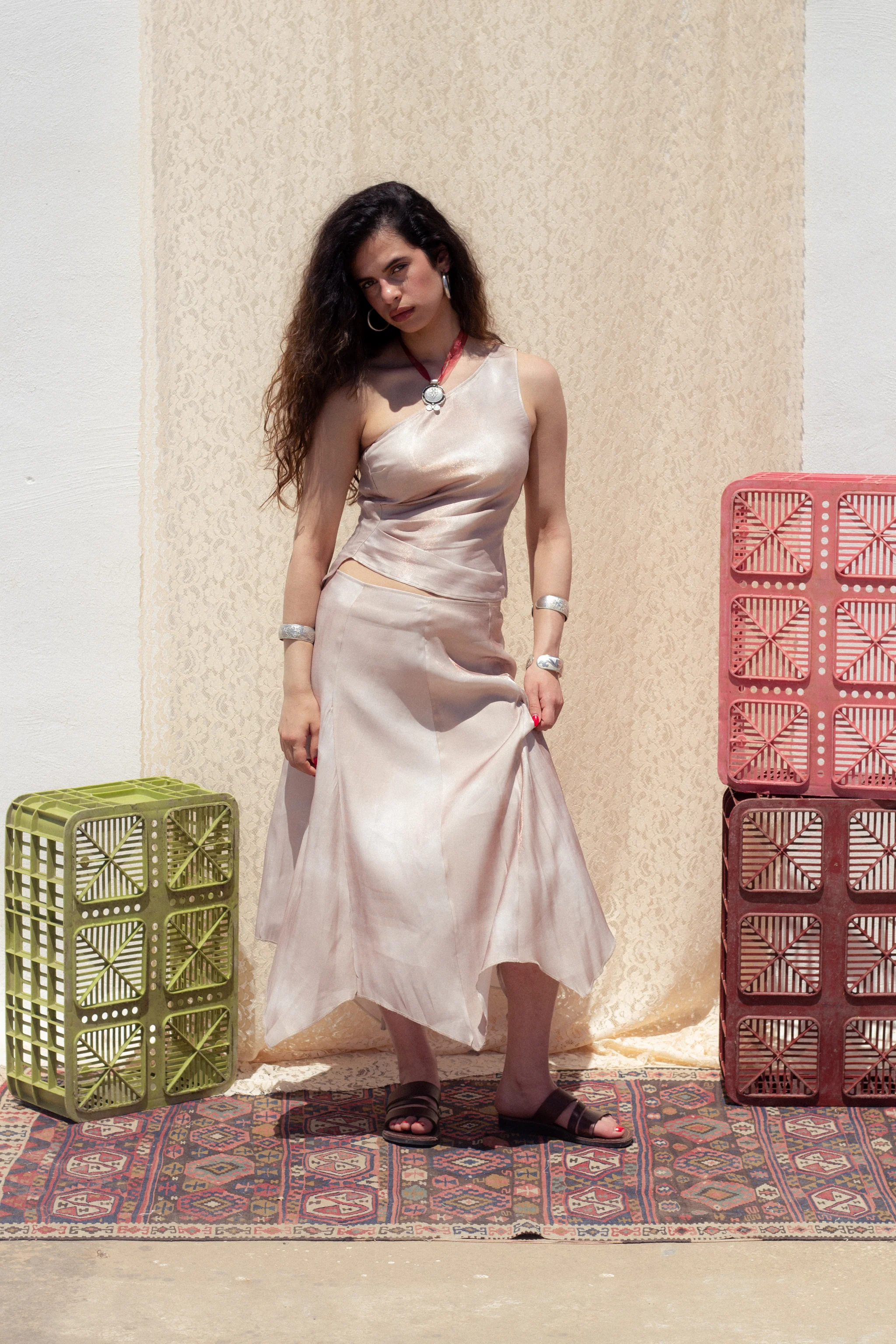 Talia silk top (dusty rose silk) - Image 3